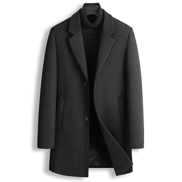 Autumn and Winter New Men's Italian Style Elegant and Fashionable Mid-length Simple Business Casual Slim Woolen Coat Coat